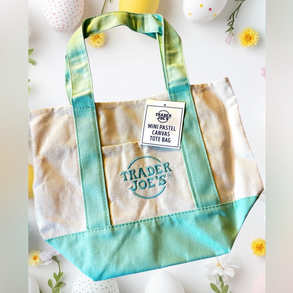 Trader Joe’s Mini Pastel Canvas Tote Bag in Mint (Viral Highly Coveted Bag) NWT
